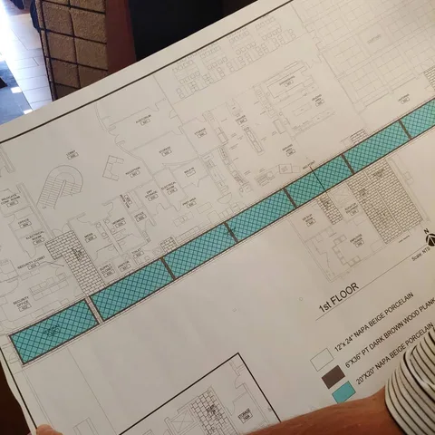 Making some last-minute changes on a 5,000 square foot custom commercial tiling job today. Big project or small, we're here for you! .