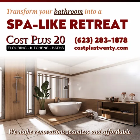 Transform your bathroom into a spa-like retreat with our Cost Plus 20 services! From luxurious tiles to eco-friendly fixtures, we make renovations seamless and affordable. Visit us