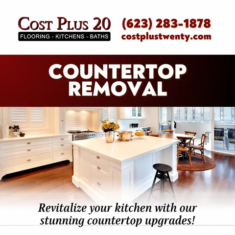 Revitalize your kitchen with our stunning countertop upgrades at just 'Cost Plus 20' 🌟! Witness elegance meets affordability. Swipe to see the transformations and imagine the possi