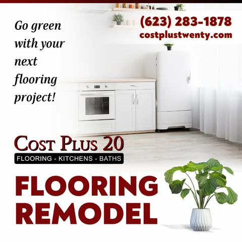 Go green with your next flooring project! 🌍 Our 'Cost Plus 20' pricing includes eco-friendly options that don't break the bank. Sustainable, beautiful, and affordably priced. Let's