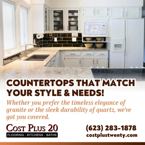 Upgrade your kitchen or bathroom with countertops that match your style and needs! 💫 Whether you prefer the timeless elegance of granite or the sleek durability of quartz, we've go