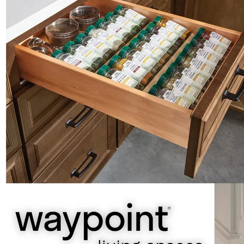 Spice things up with Waypoint Living Spaces’ storage solutions. Our trusted vendor offers a couple of different spice jar organization options, they’re sure to have exactly what yo