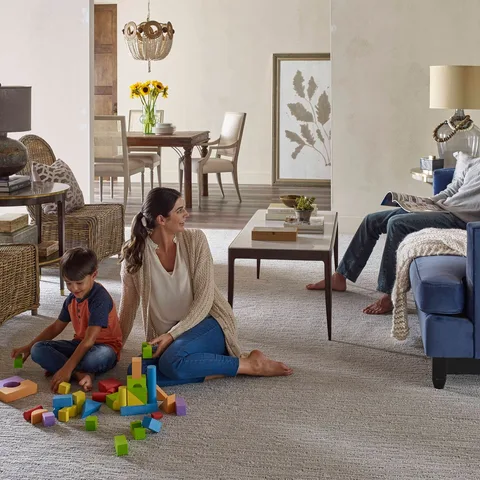 Make memories on a foundation of comfort! 👨‍👩‍👦 Plush Redwood carpet creates the perfect soft landing for playtime, cozy moments, and all the joyful chaos of family life in your li