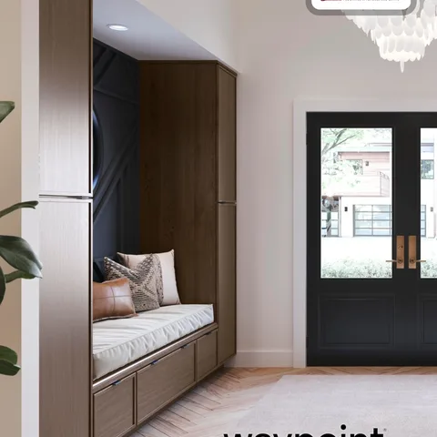 Using cabinetry in your entryway is a stylish way to keep shoes, coats, umbrellas and more neatly tucked away, yet at arm's reach. 👟🧥☂️
