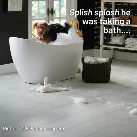 Pietra|8025 Platinum Carrara was designed to handle the everyday splashes, spills, and real-life moments that come with a busy home.