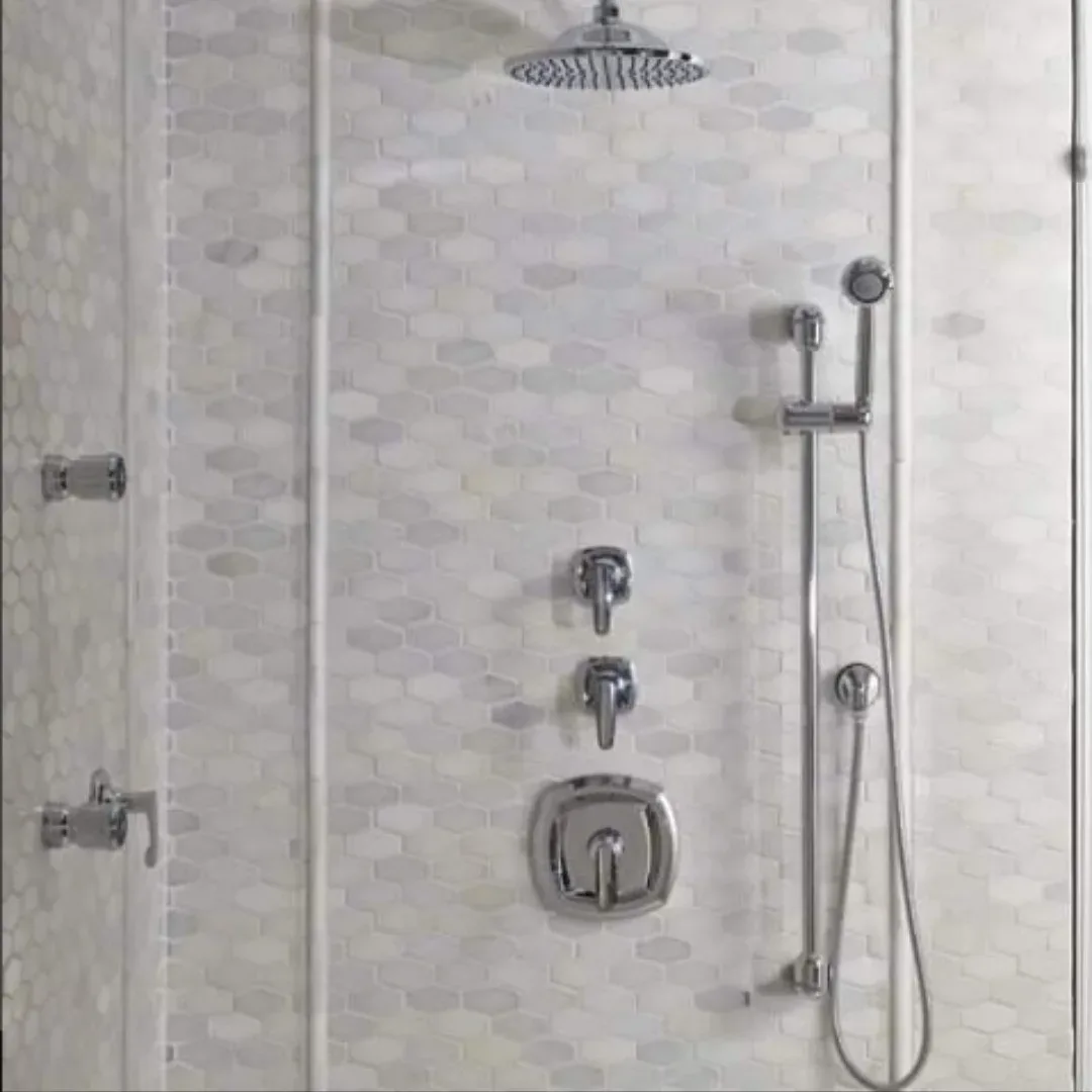 Tiled shower with glass enclosure – Bathroom Remodeling in Estrella, AZ