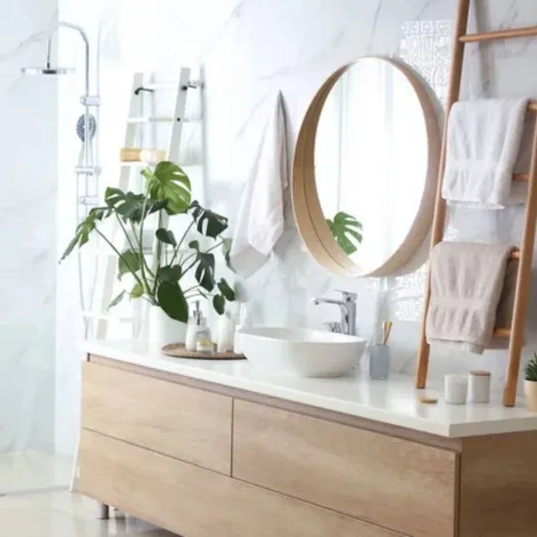 Bathroom vanity with round mirror – Bathroom Remodeling in Gilbert, AZ